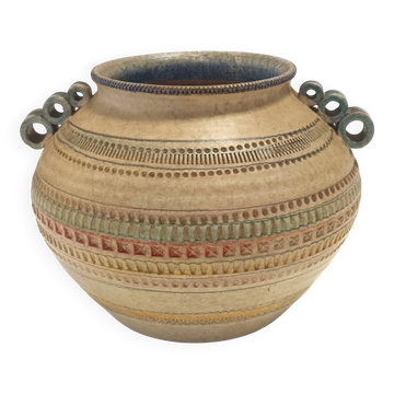 Vase en faïence modelé et peint à la main par Italica Ars, Florence, Italie
