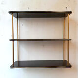 Wood shelf varnished and brass 1960