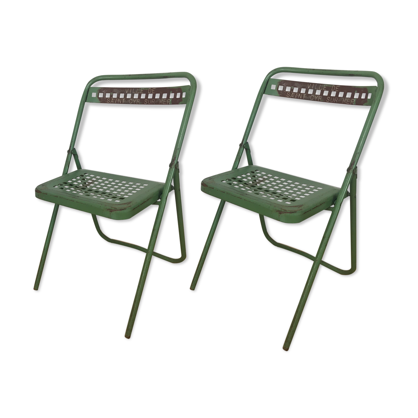 Industrial style metal terrace or garden chairs, folding