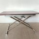 Table relevable vintage verre rouge et chrome-design 1970/1980