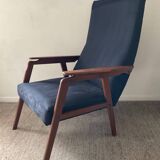 Scandinavian armchair in teak and velvet from the 60s