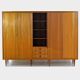 Grand armoire vintage moderne du milieu du siècle à 5 portes en teck, années 1960.