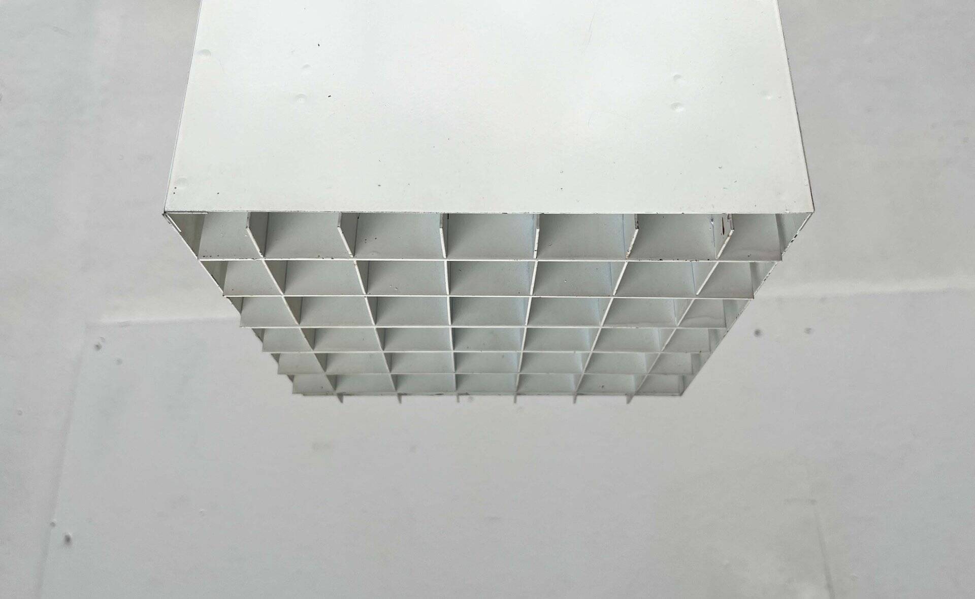 Modern minimalist cube ceiling light from the mid-century, Finland, 1960s.