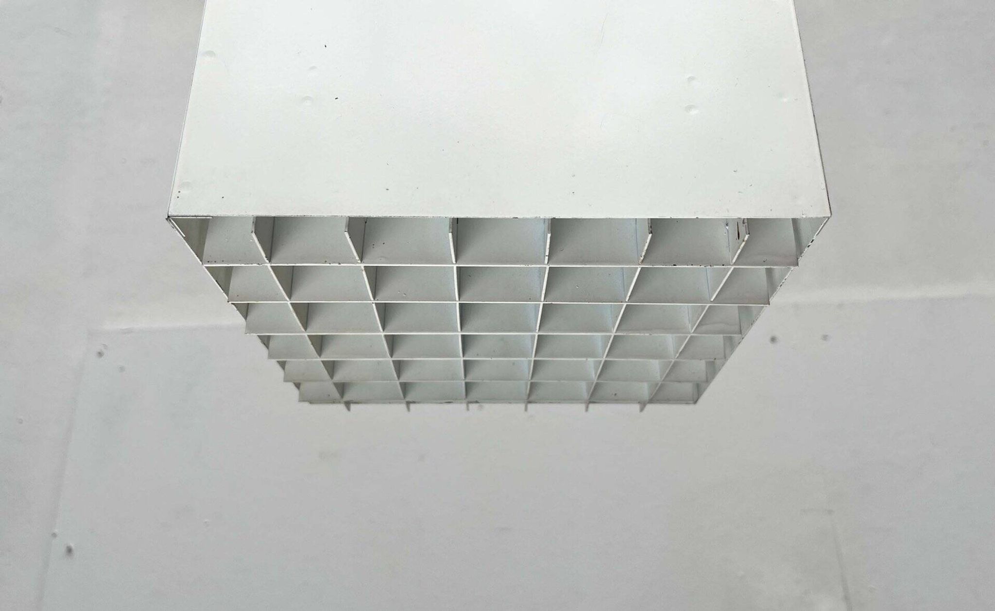 Modern minimalist cube ceiling light from the mid-century, Finland, 1960s.