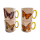 Four mugs decorated with Villeroy and Boch butterflies
