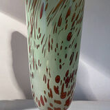 Vase ancien piédouche en verre tacheté verre soufflé