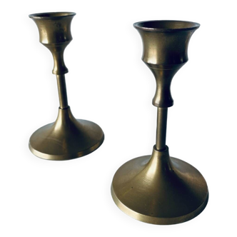 Pair of gilded brass candlesticks