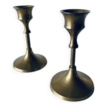 Pair of gilded brass candlesticks