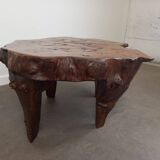 Brutalist coffee table in elm burl
