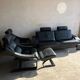 Nelo Kroken 4-piece black leather sofa set, 1970s