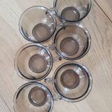 8 Arcoroc smoked glass cups
