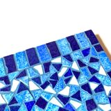 Rectangular mirror in blue mosaics, 90s - 30x20cm
