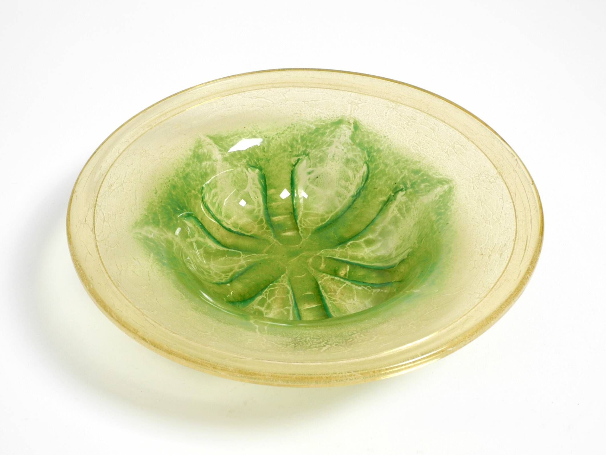 Three large colored 1930s glass bowls by Karl Wiedmann for WMF Ikora