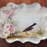 Pair of small porcelain dishes painted with birds and flowers 19th