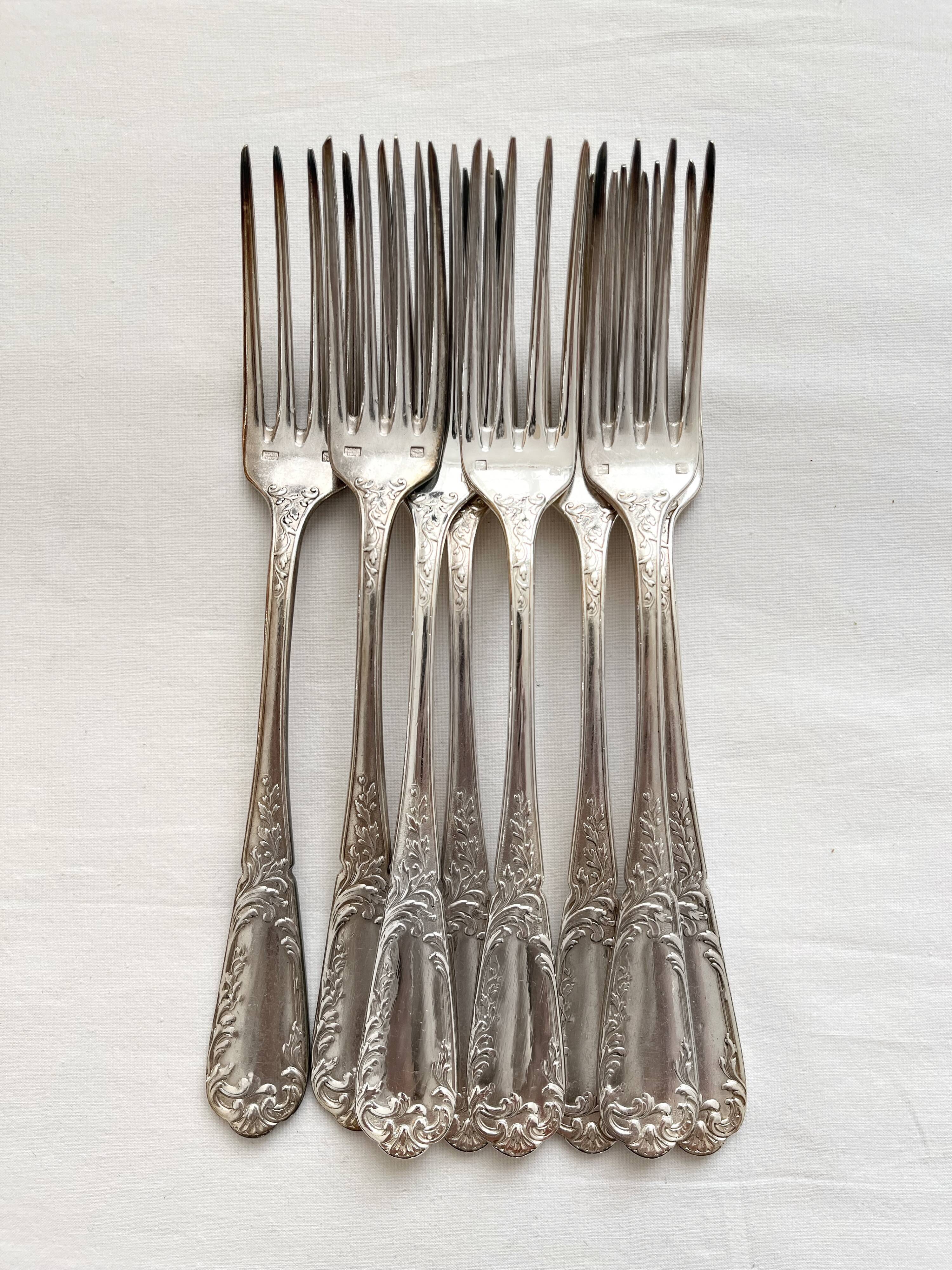 Set of 8 forks in SFAM silver metal
