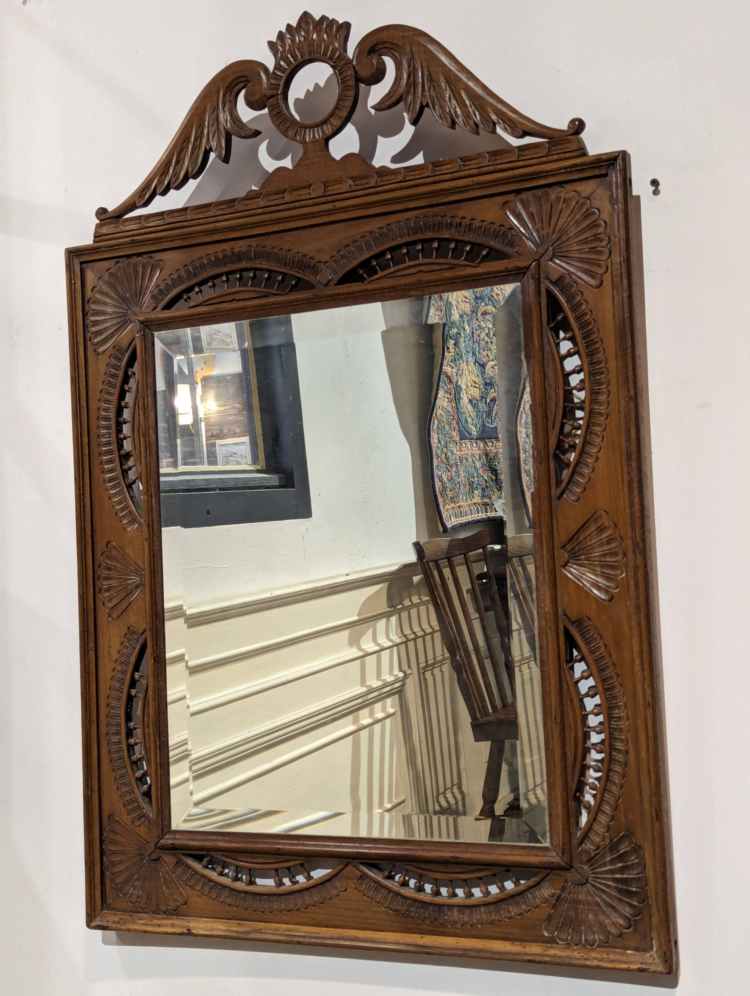 Breton openwork walnut mirror
