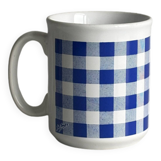 Ceramic mug cup with blue tile patterns