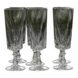 6 crystal champagne flutes from ARQUES. LOUVRE model.