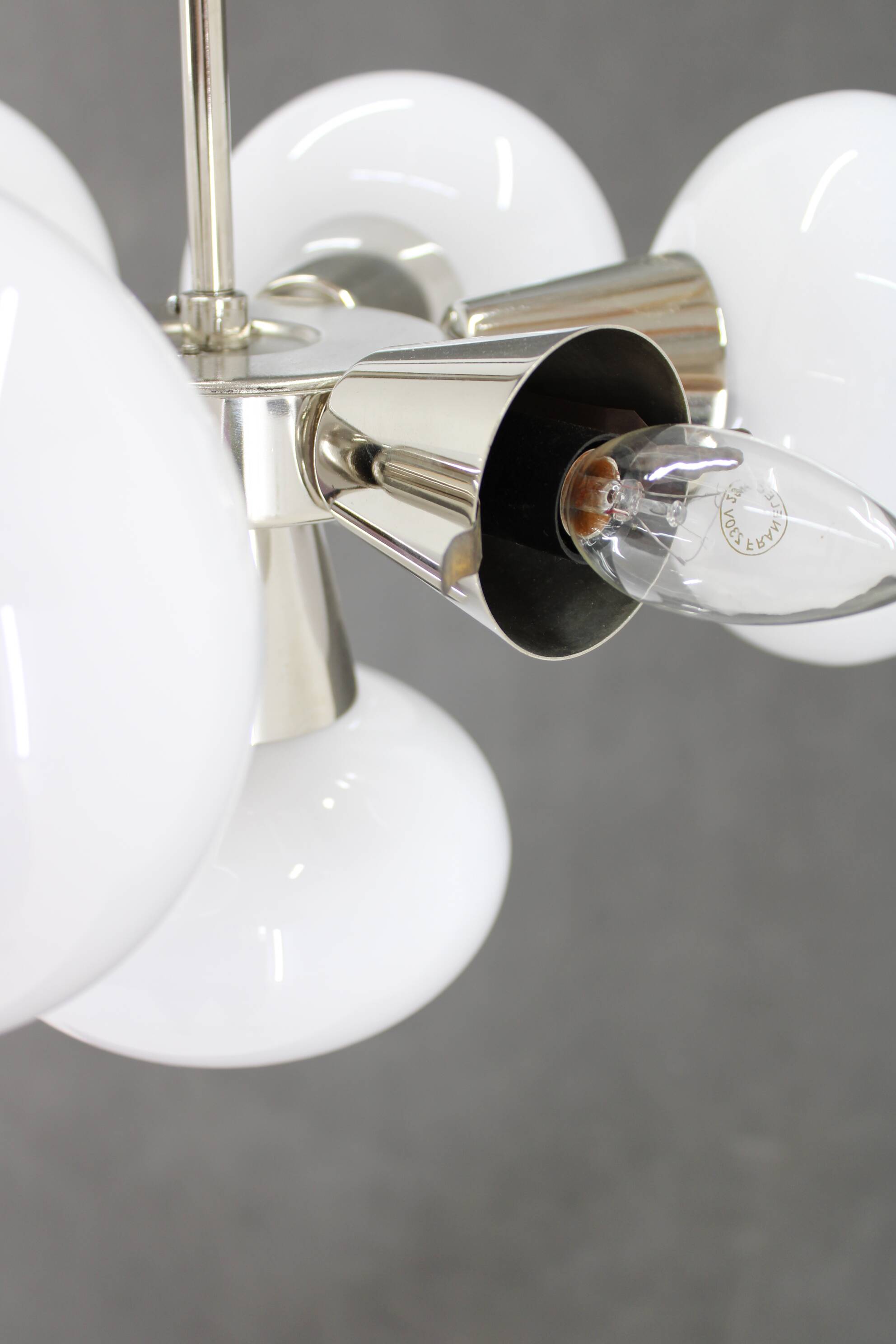 1970s Chrome Plated 7-Flamming Sputnik by Kamenicky Senov, Czechoslovakia