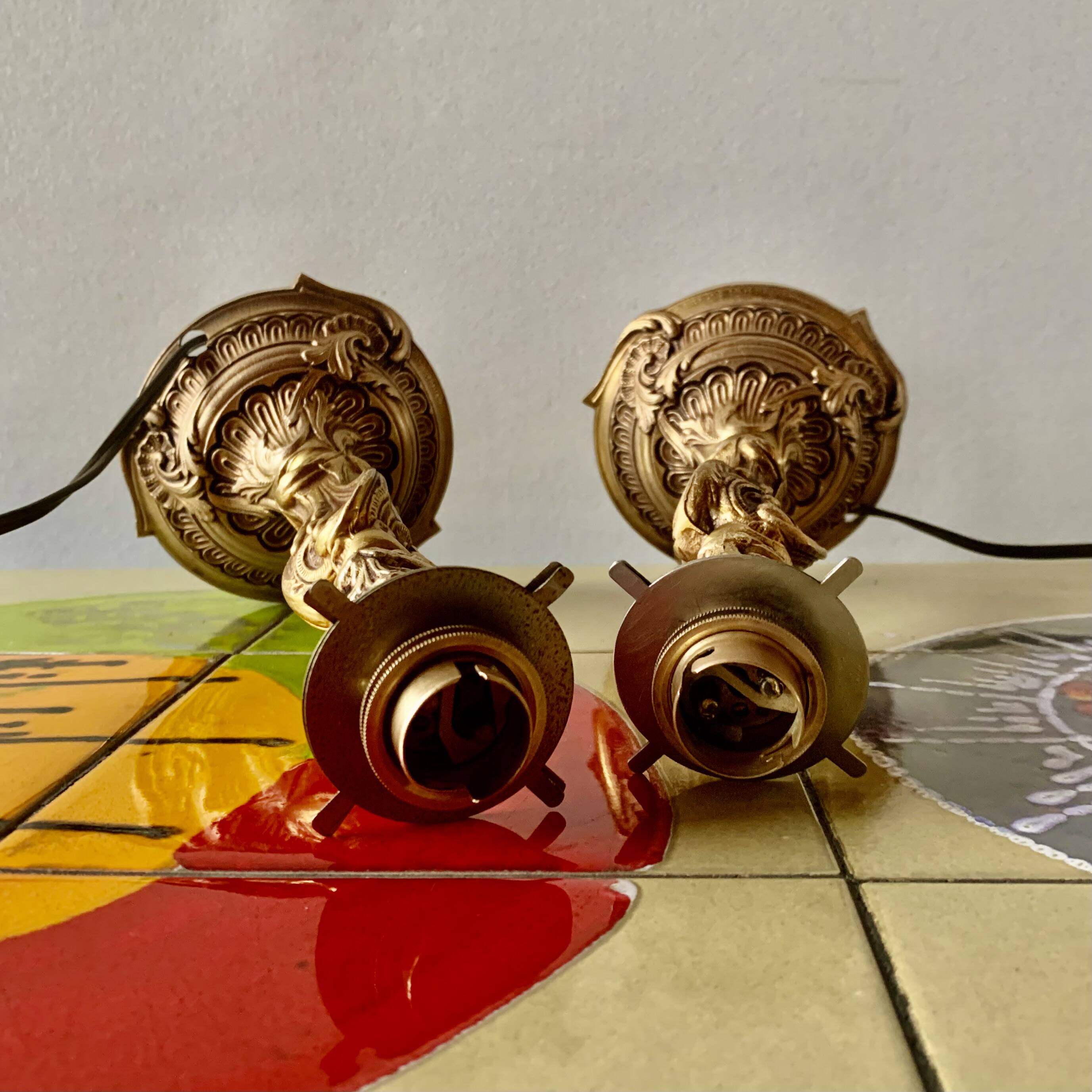 Pair of vintage brass lamps