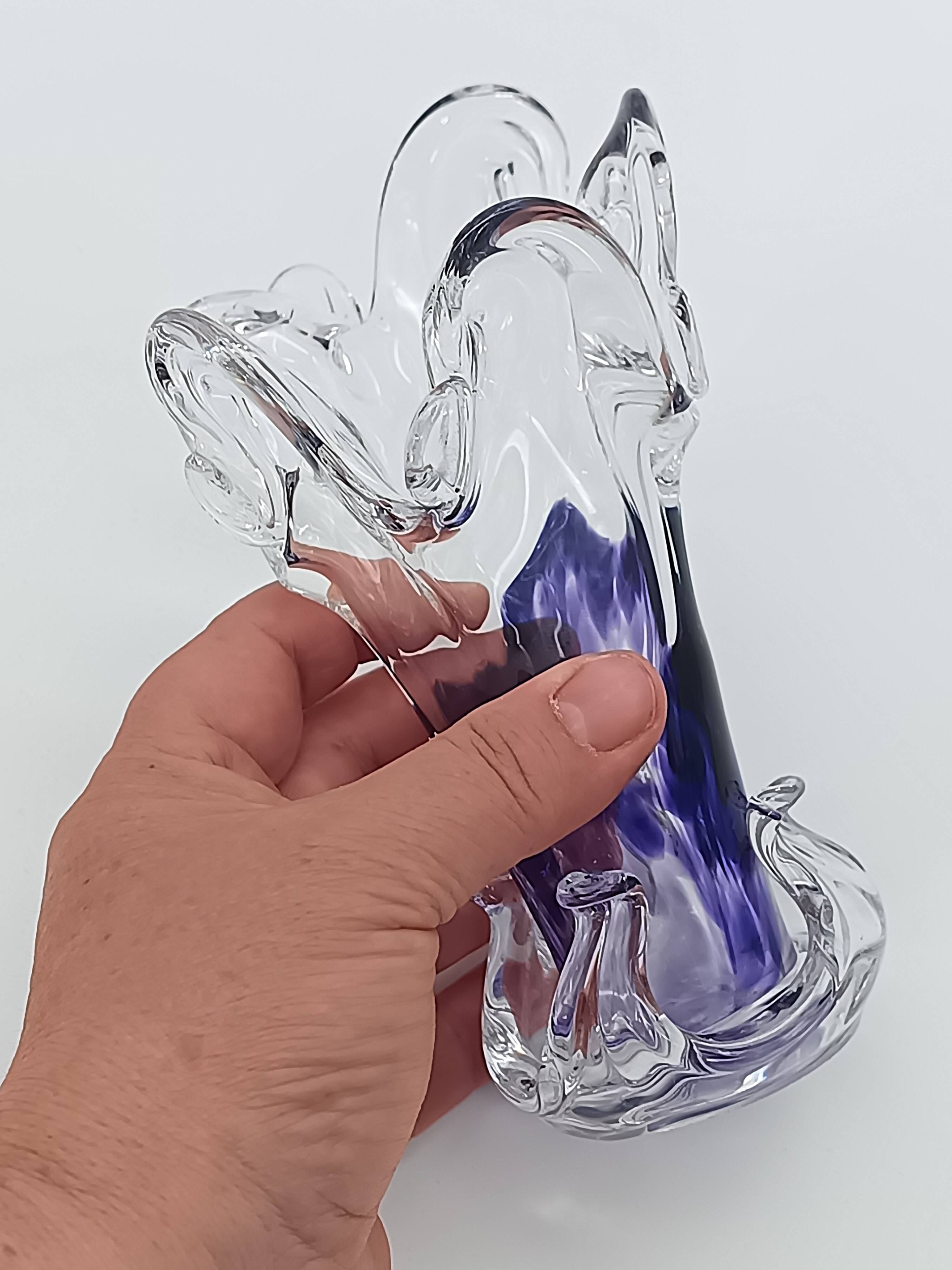 Vase Soliflore en Cristal d'Art – Michel Steiner Améthyste & Transparent
