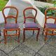 Set of 4 chairs in solid cherry; Louis Philippe style; Violin file; Seat in moleskine