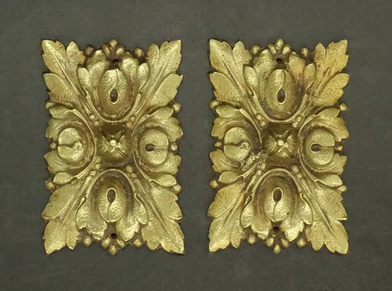 Pair of Louis XVI style ornaments from the 19th century - gilded bronze
