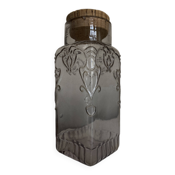 XL pressed glass jar 19th century cork stopper