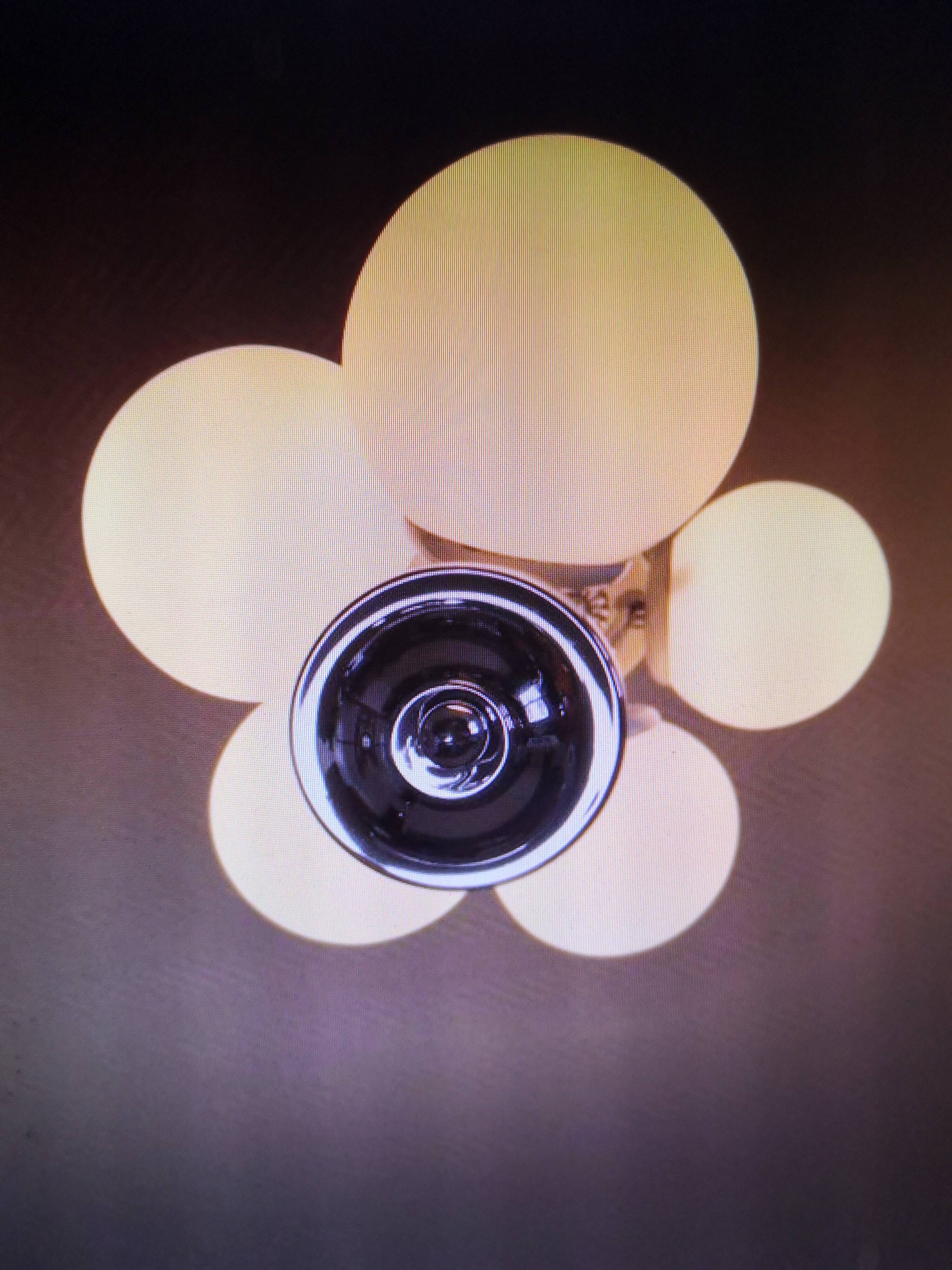 Vintage chandelier 5 opaline glass balls + 2 Space Age Mid-Century wall lights