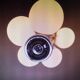 Vintage chandelier 5 opaline glass balls + 2 Space Age Mid-Century wall lights
