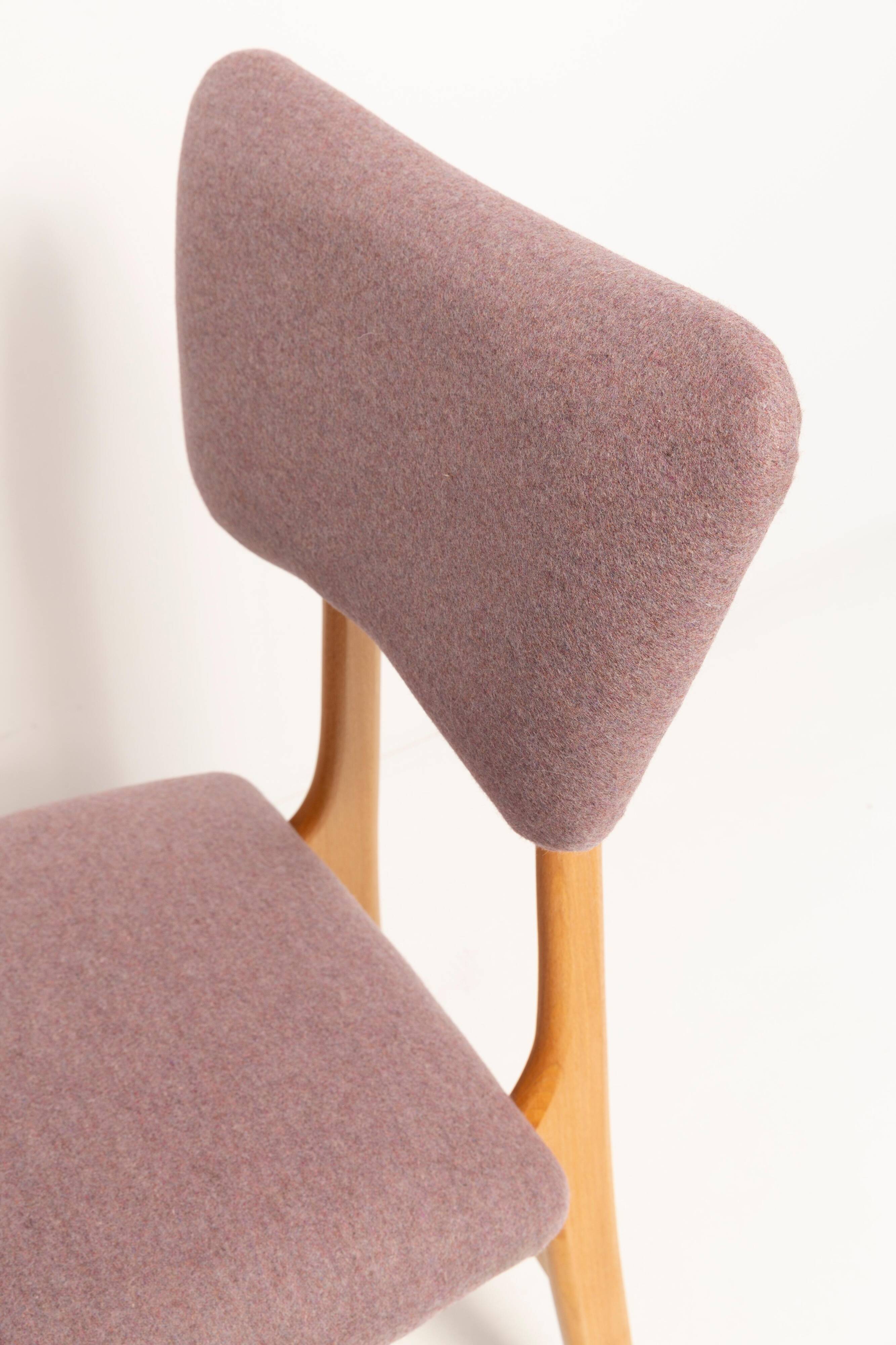 "Butterfly" dining chair, boucle pink wool, light wood