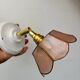 Vintage mother-of-pearl and brass wall lamp with lampshade