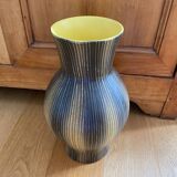 Saint Clément ceramic vase from the 50s, black and yellow