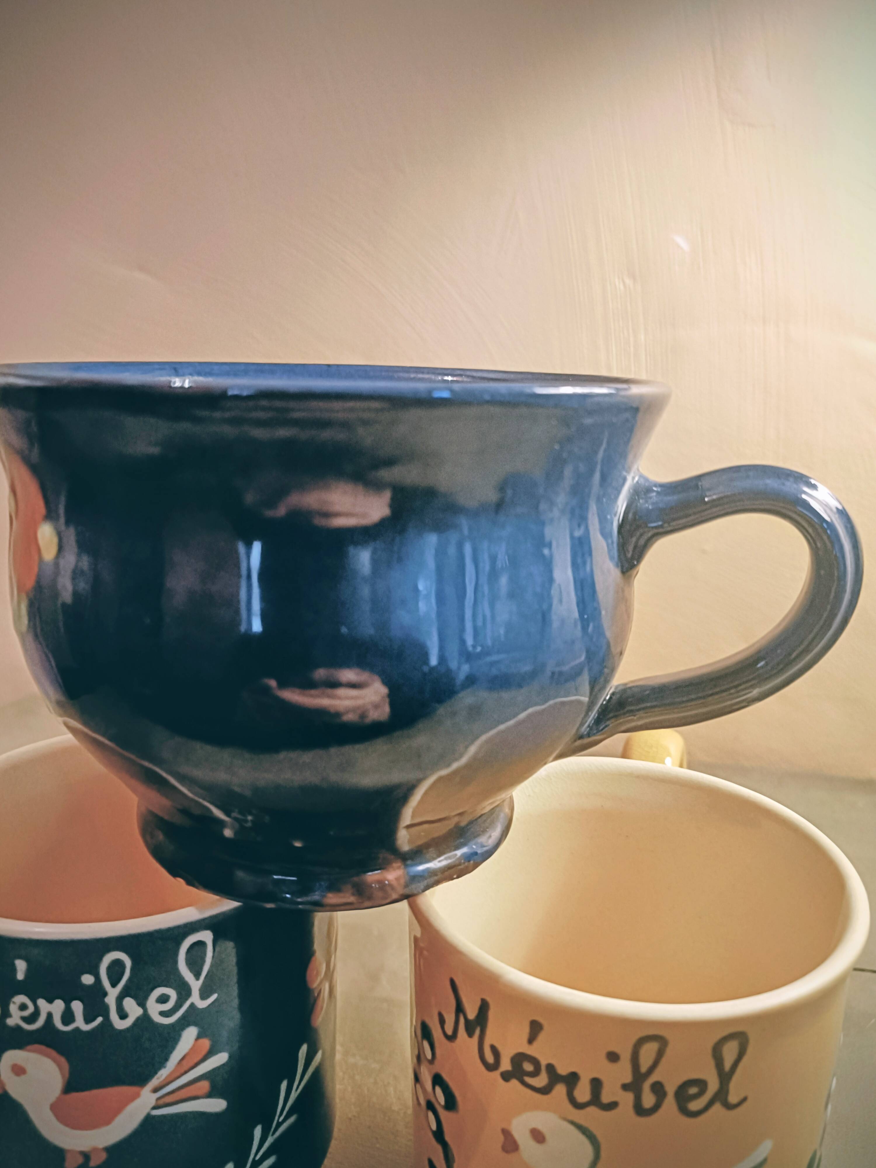 3 glazed terracotta cups with Savoie decoration