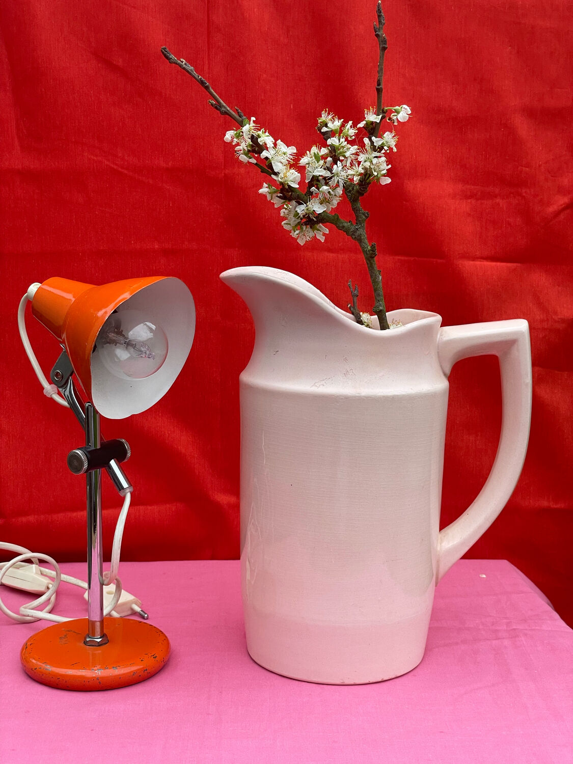 St Amand pink earthenware pitcher