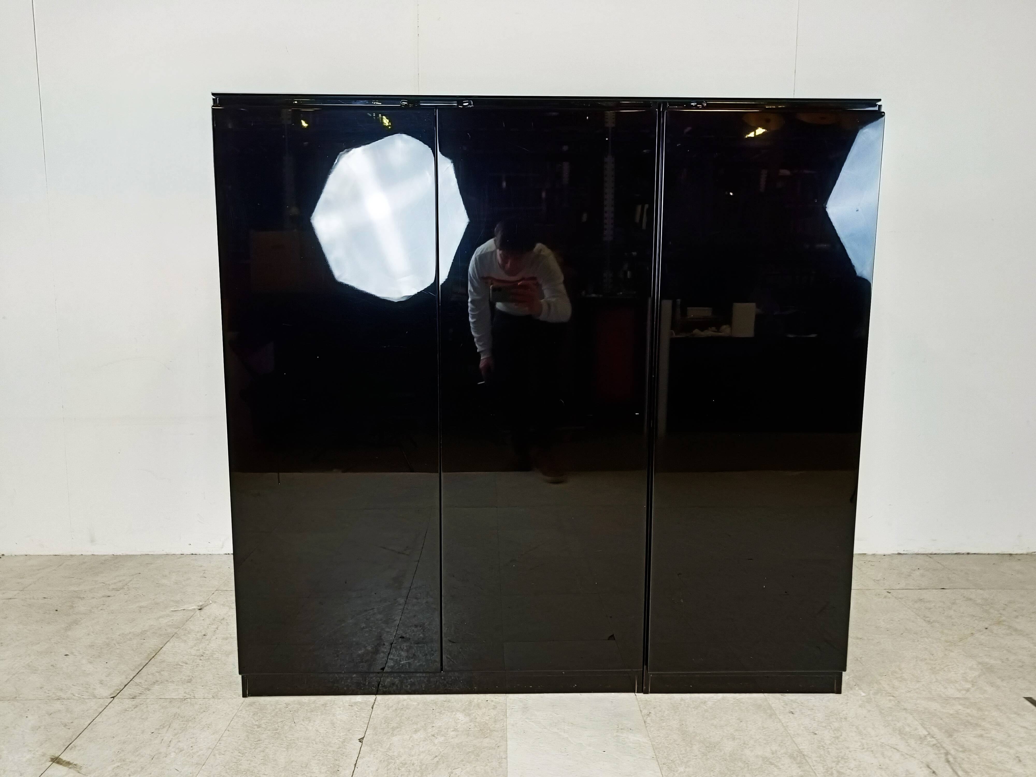 Black lacquered bar cabinet, 1970s