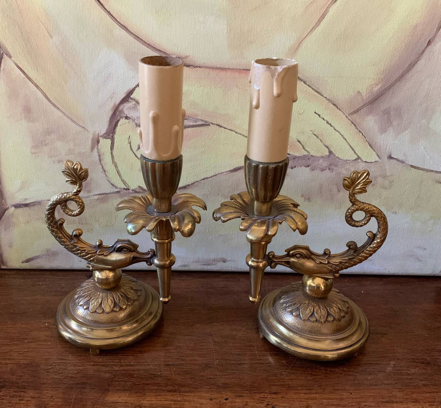 Bronze candlesticks lamp bases