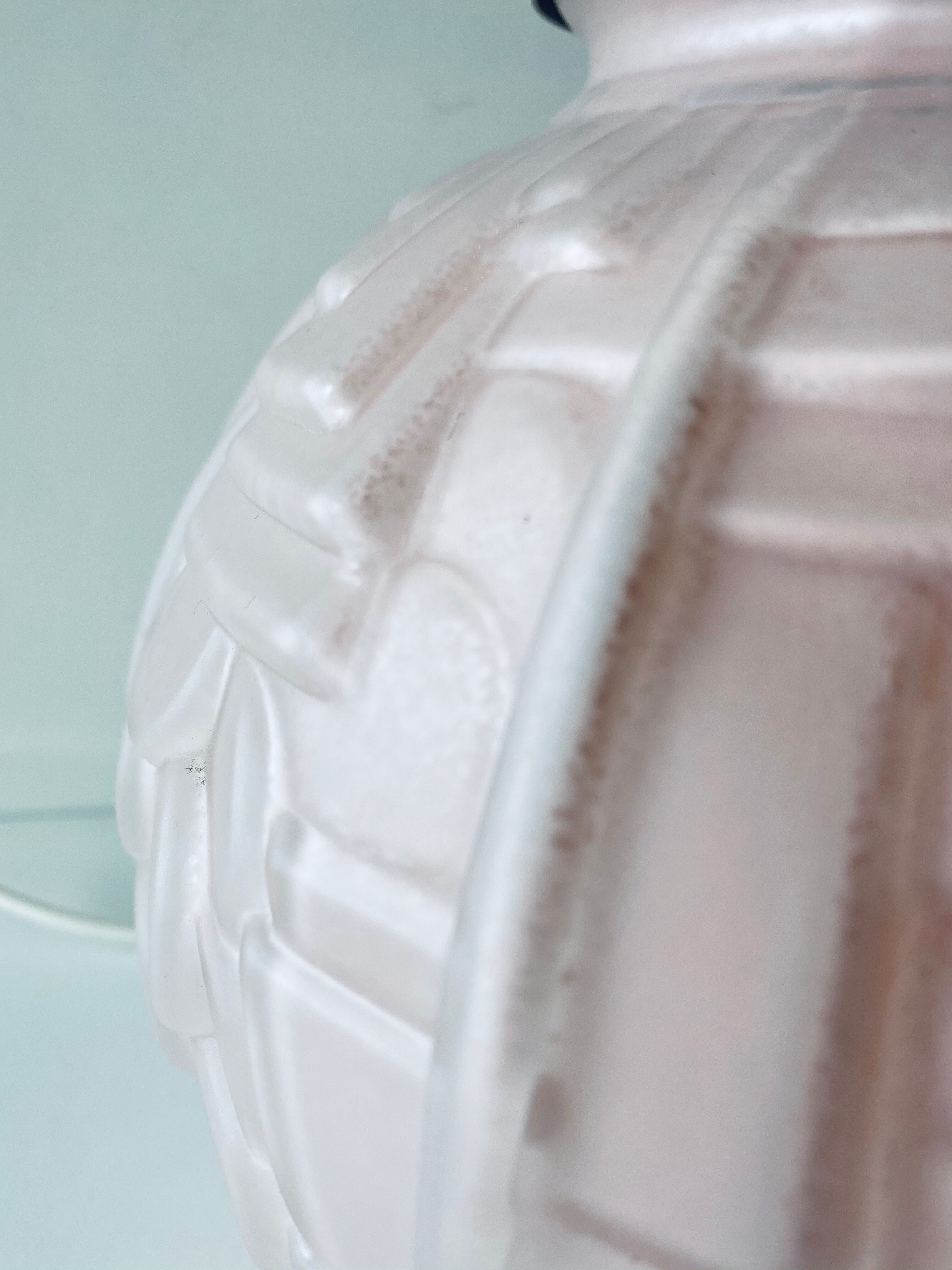 Art deco lamp in powder pink glass