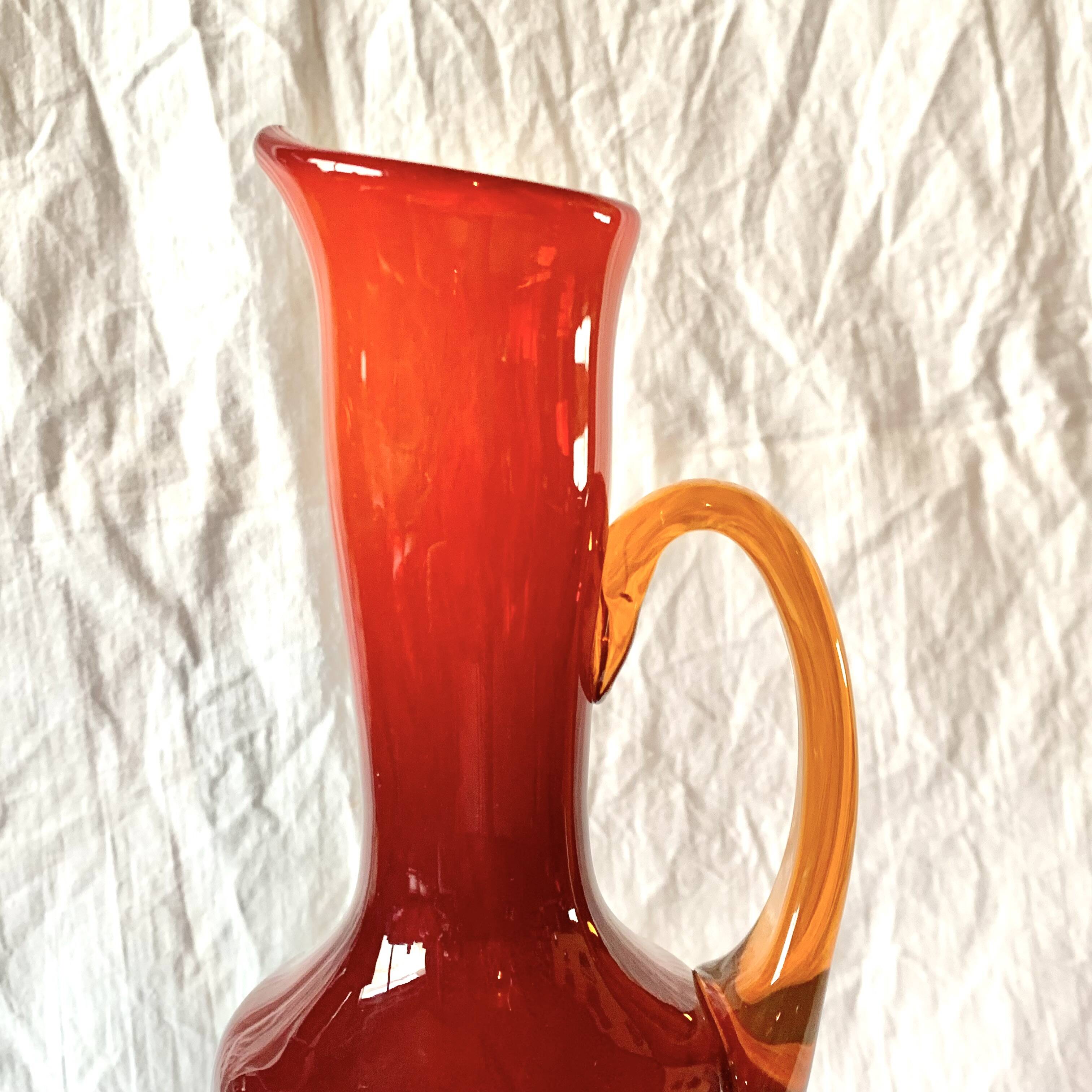 Vintage red blown glass vase