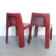 Pair of red fibreglass chairs from the 1970s.