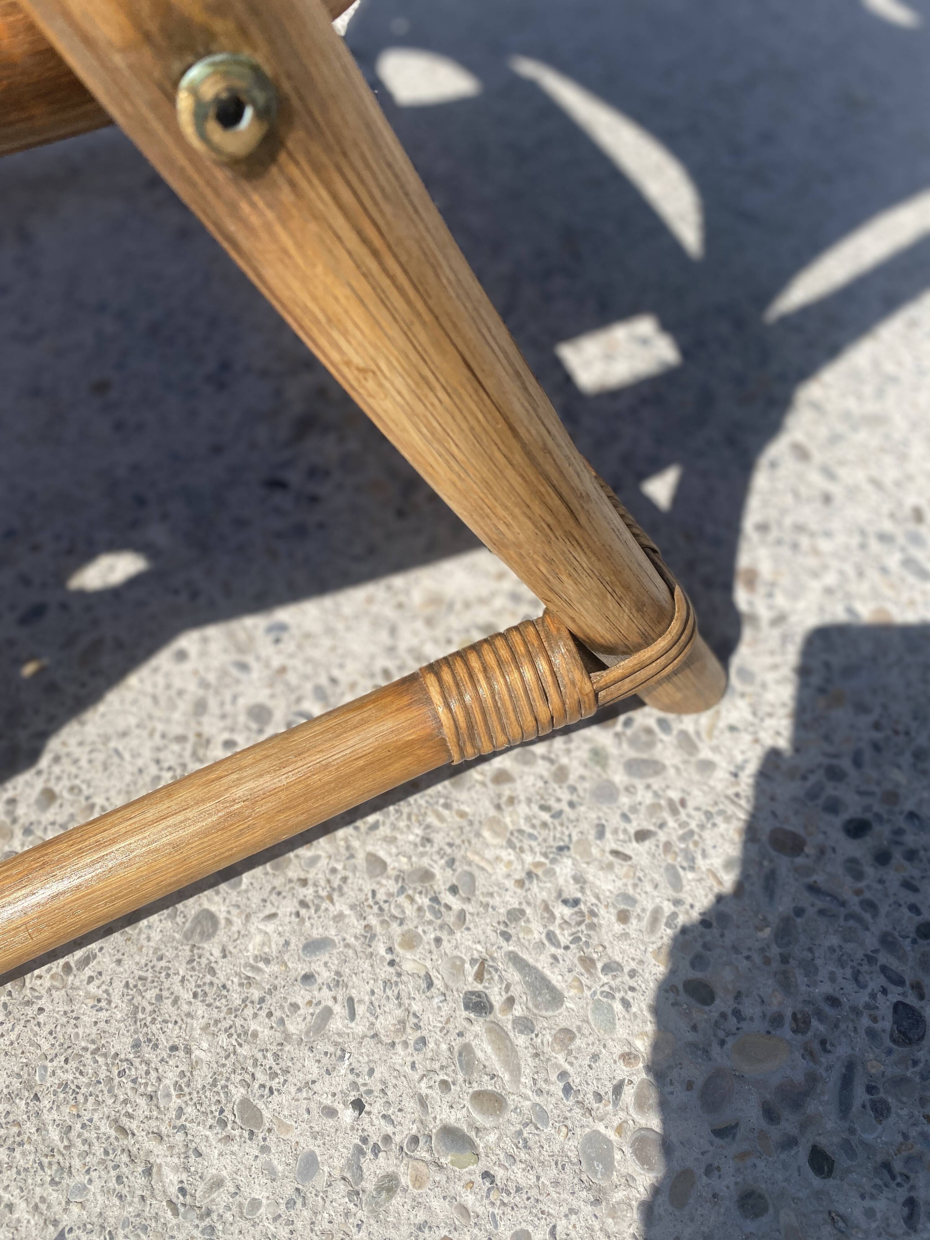 Mid-century bamboo and leather safari armchair, Denmark, 1960s