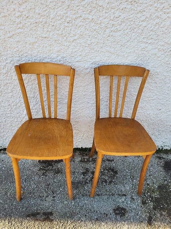 Pair of monobloc bistro chairs