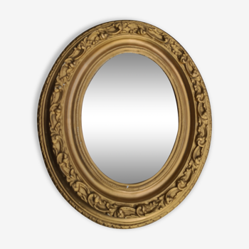 Golden ancient oval mirror  51x43cm