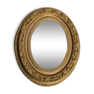 Golden ancient oval mirror  51x43cm