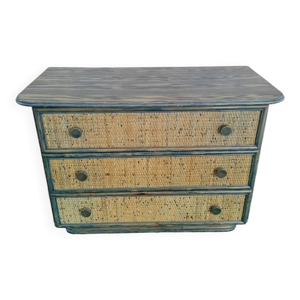 Commode Maugrion en rotin - vert