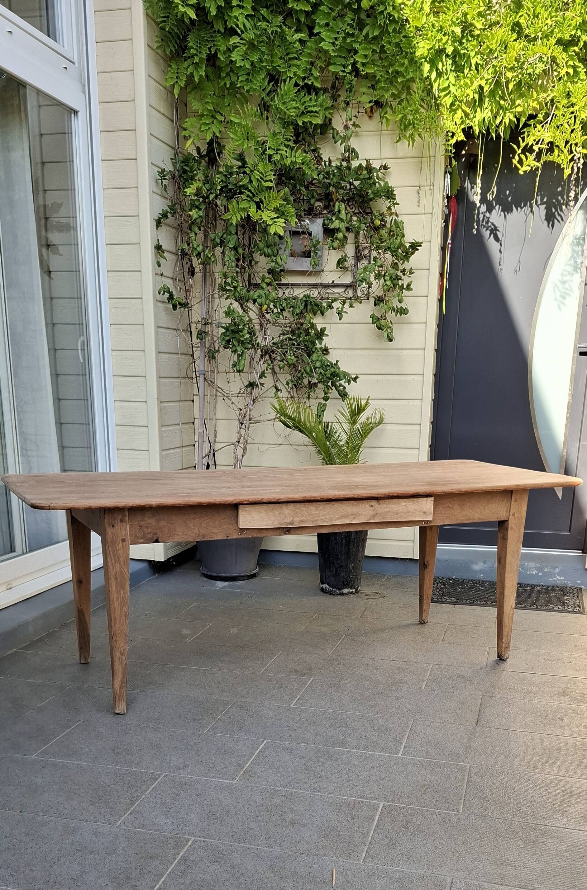 Farmhouse table with its 2 renovated benches