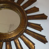 Old sun mirror gilded carved wood 50s-60s 49cm