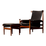 Finished Juhl armchair and its ottoman.