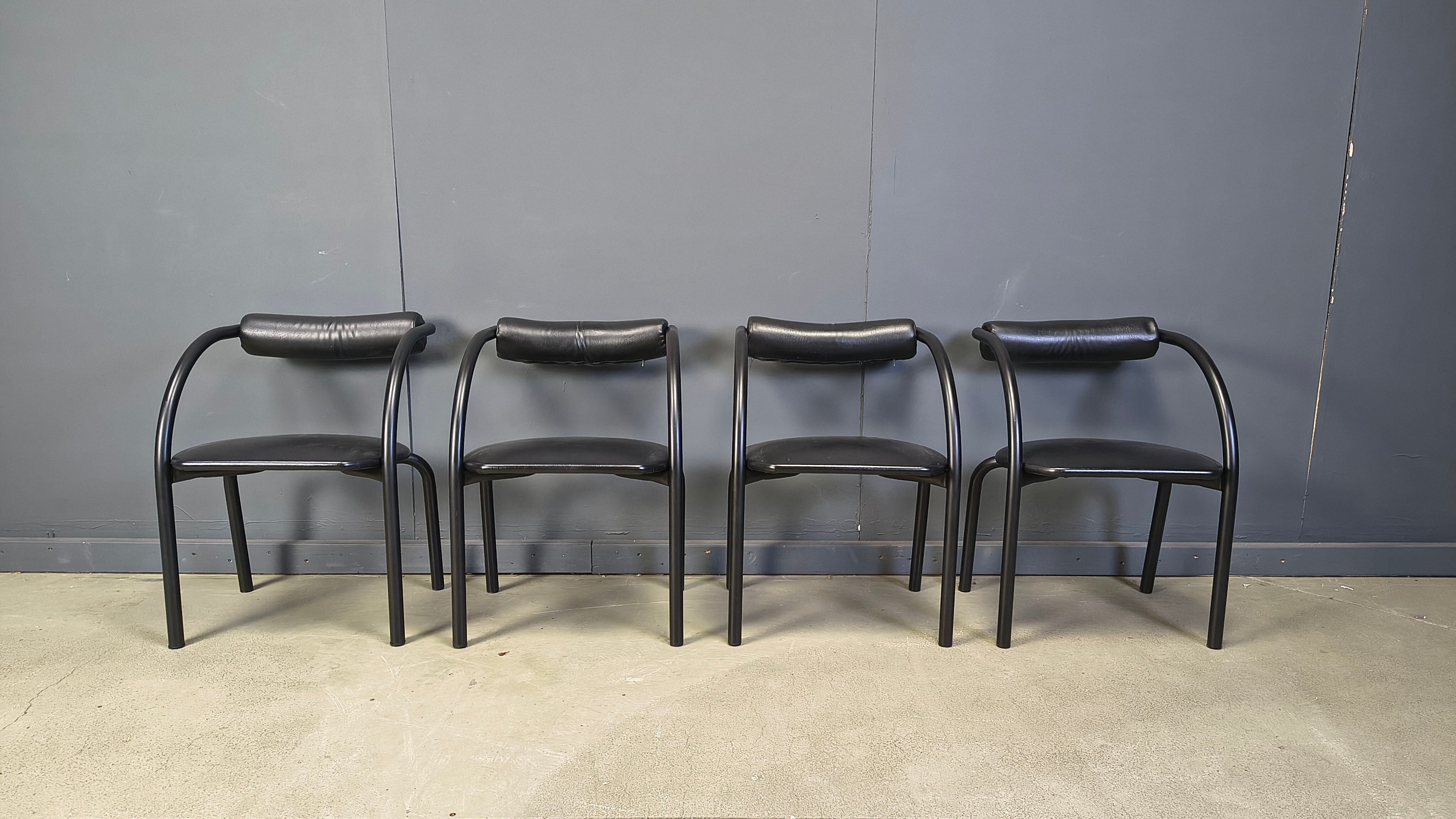 Postmodern dining chairs, 1980s, set of 4