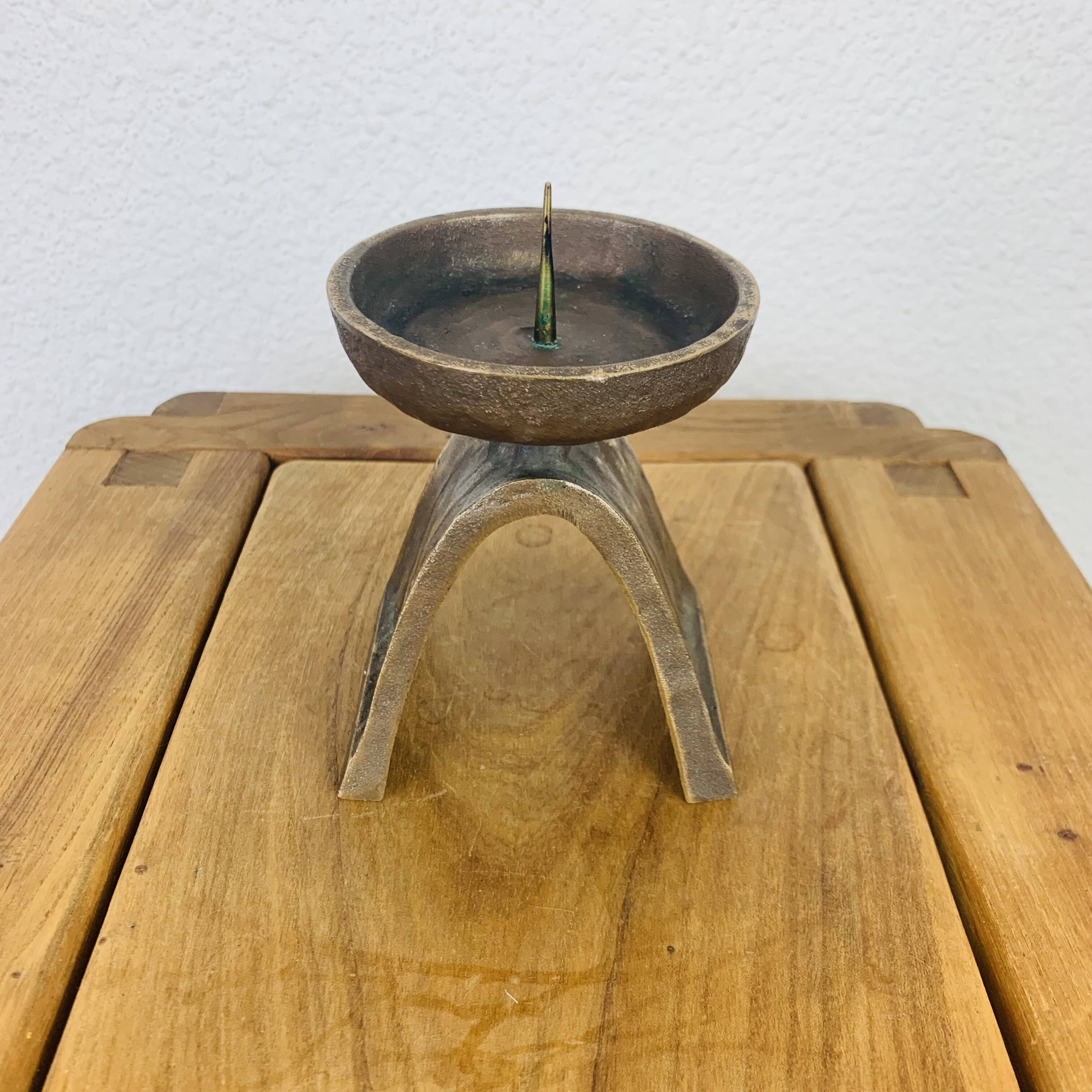 Brutalist bronze candle holder Strassacker Kunstguss Sussen